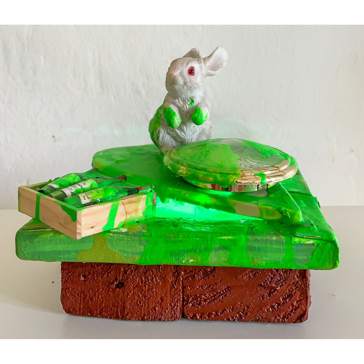 Bunny at Séance, original assemblage by Brandon Hodges