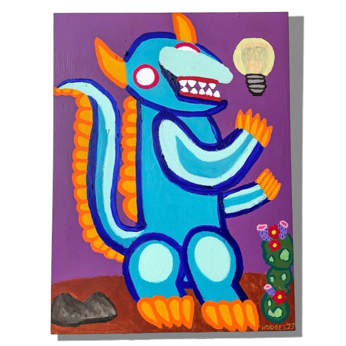 The Blue Dinosaur I’ve Been Carrying Around in My Head the Last Few Days, Processing, original painting by Brandon Hodges