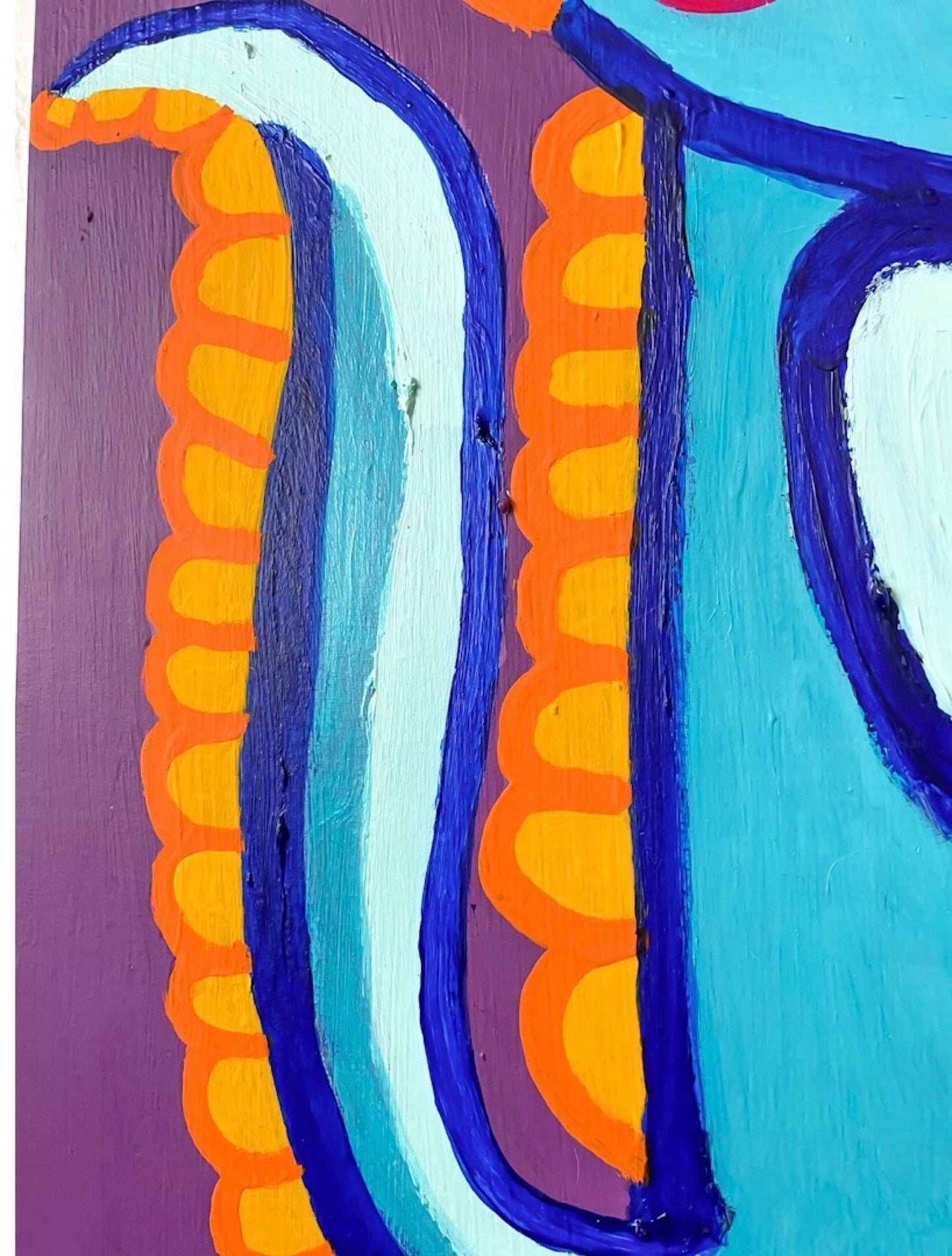 "Le dinosaure bleu que je transporte dans ma tête ces derniers jours, en cours de traitement" - Peinture 