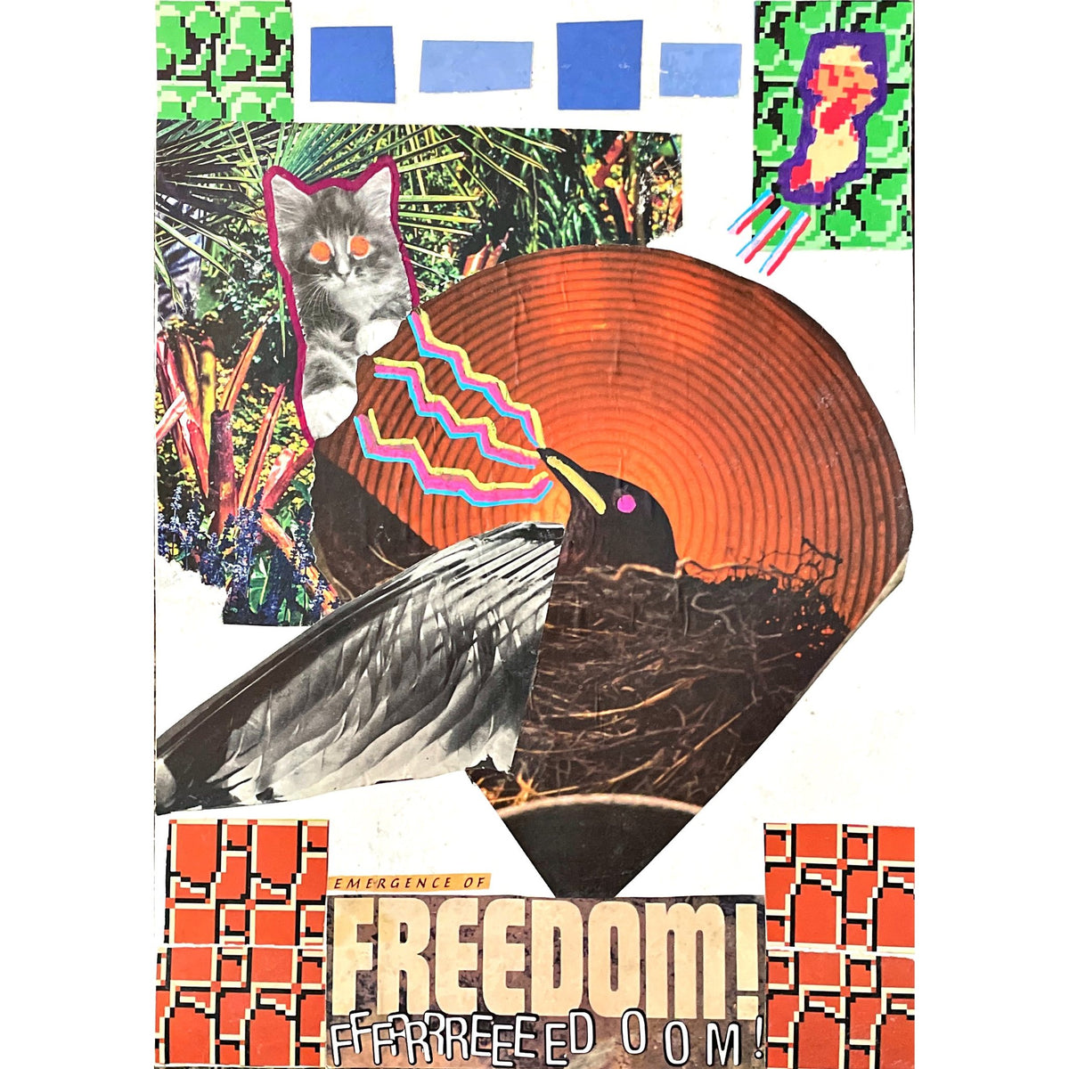 Emergence of Freedom, original paper collage by Brandon Hodges