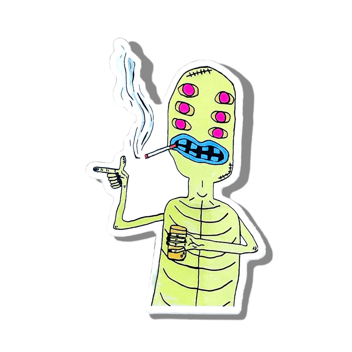 Smoking Uncle, vinyl sticker by Brandon Hodges