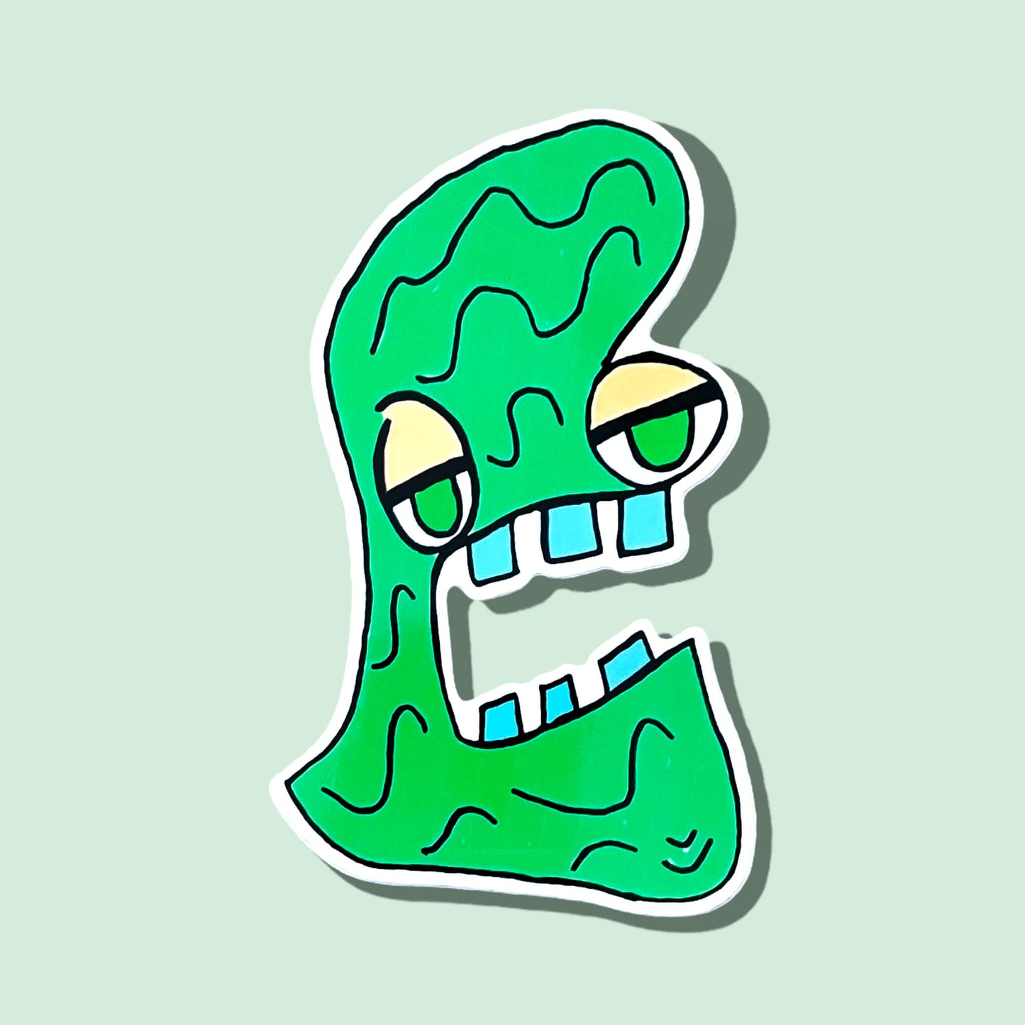 Green Monster Face - Sticker